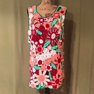 !New Irish Lace style Handmade Crochet Multicolored Floral Tunic